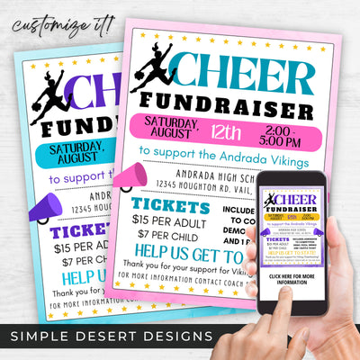 fully customizable cheerleading fundraiser flyers