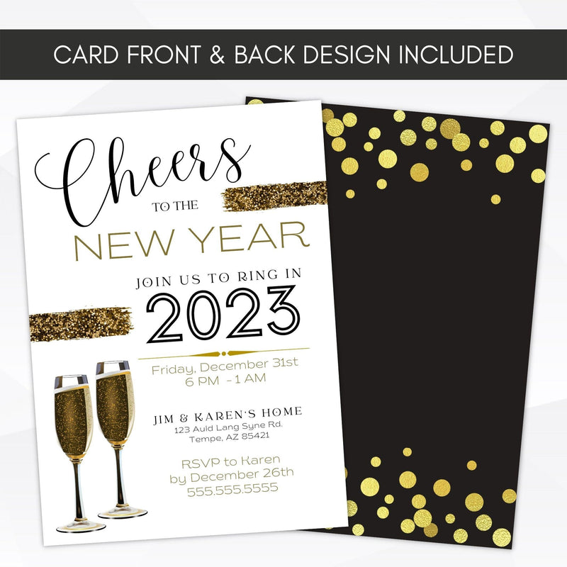 Cheers New Year Party Invitation - Simple Desert Designs