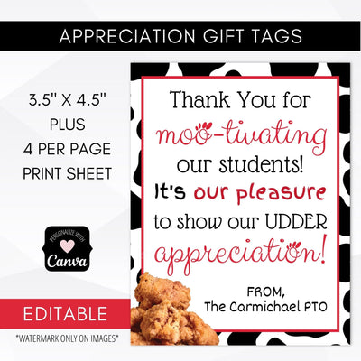 Chicken Theme Teacher Appreciation Tag