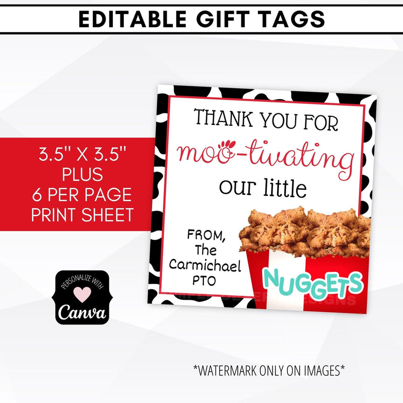 chicken nugget gift tag