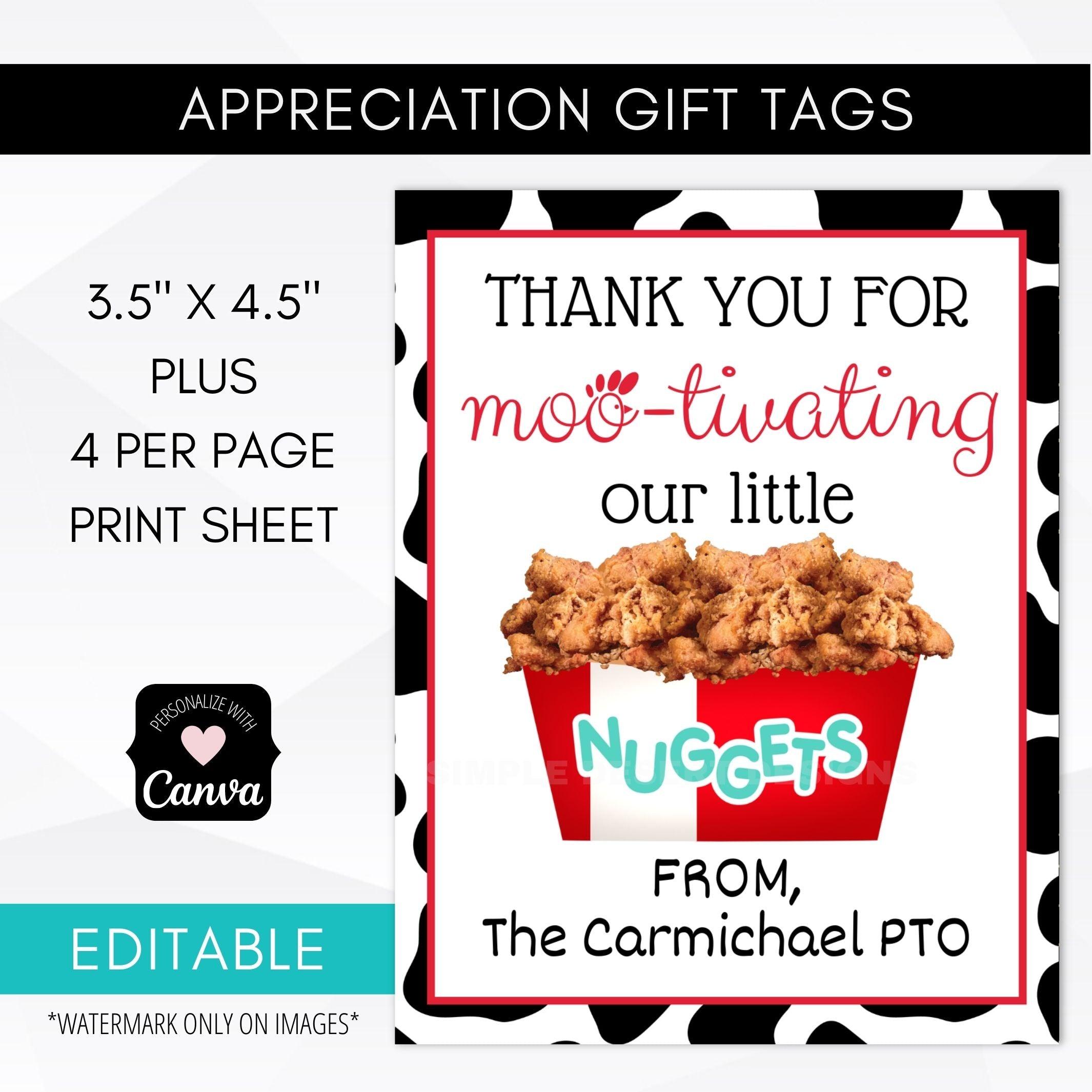 Chicken Theme Teacher Appreciation Tag