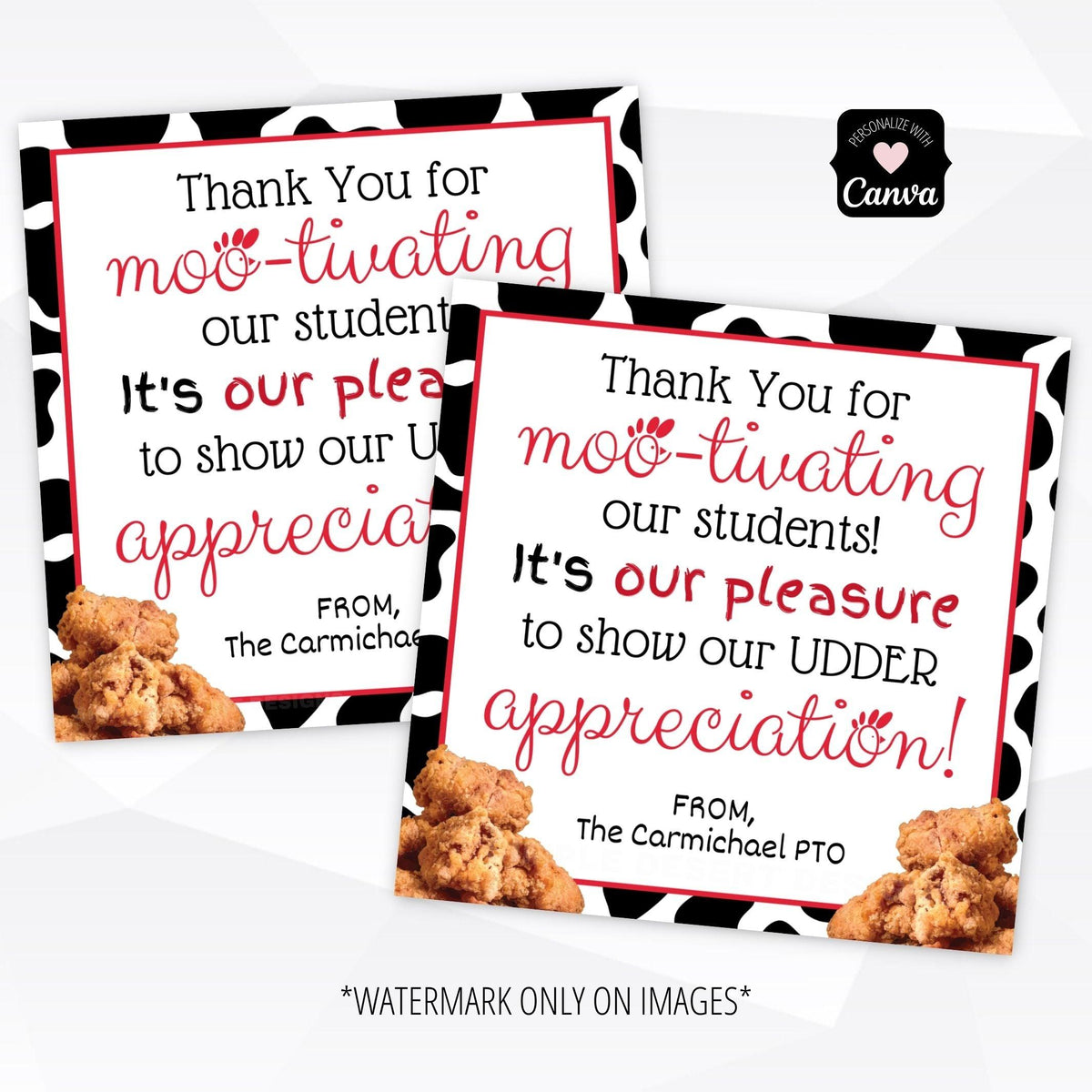 Editable Chicken Staff Appreciation Tag - Simple Desert Designs