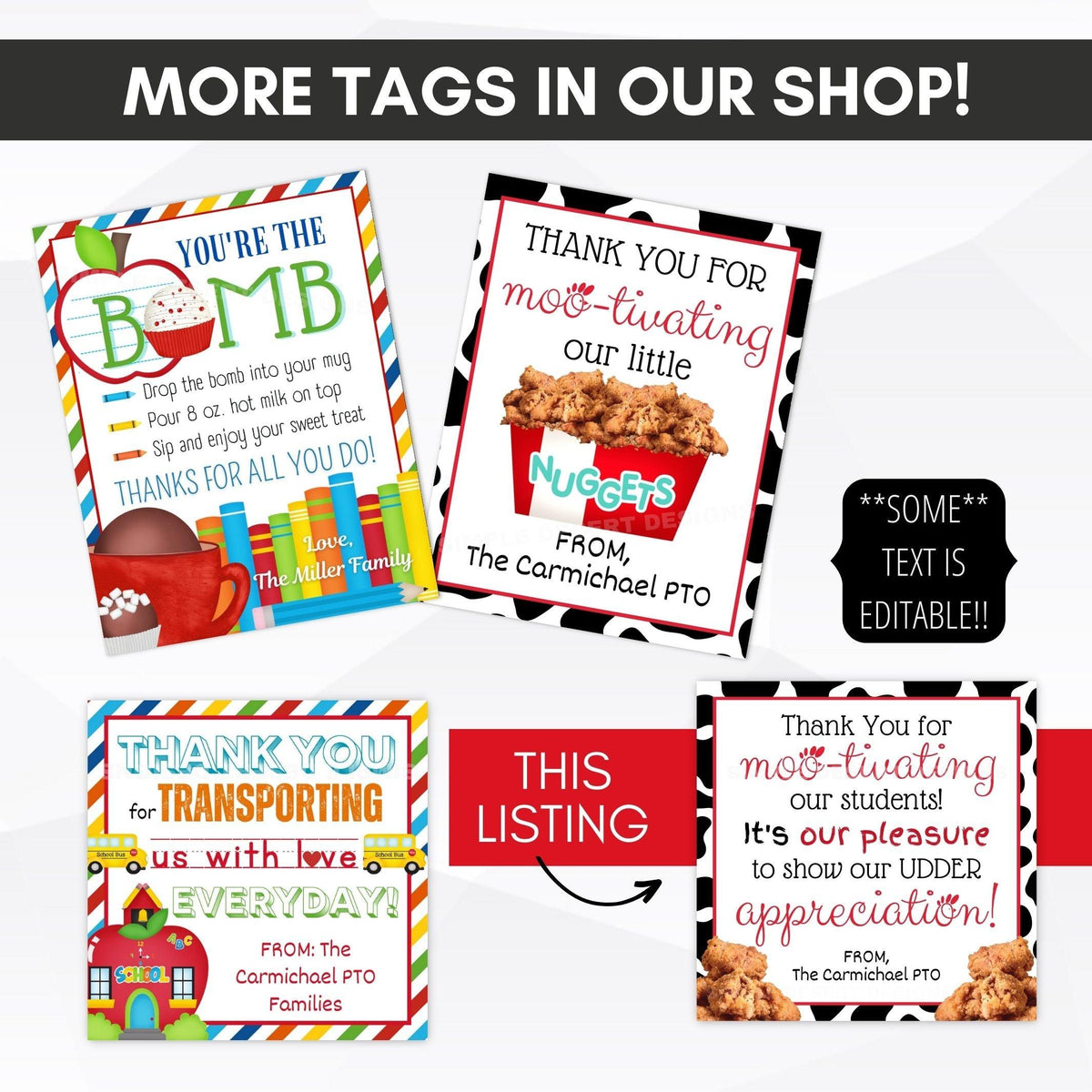 Editable Chicken Staff Appreciation Tag - Simple Desert Designs