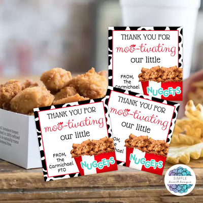 customizable chicken nugget appreciation gift tags