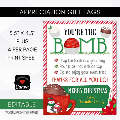 Hot chocolate bomb gift tag