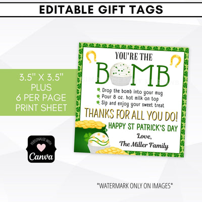 Chocolate Bomb Tag St Patricks Day