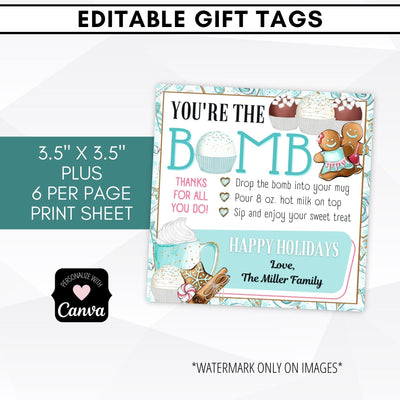 Hot chocolate bomb gift tag