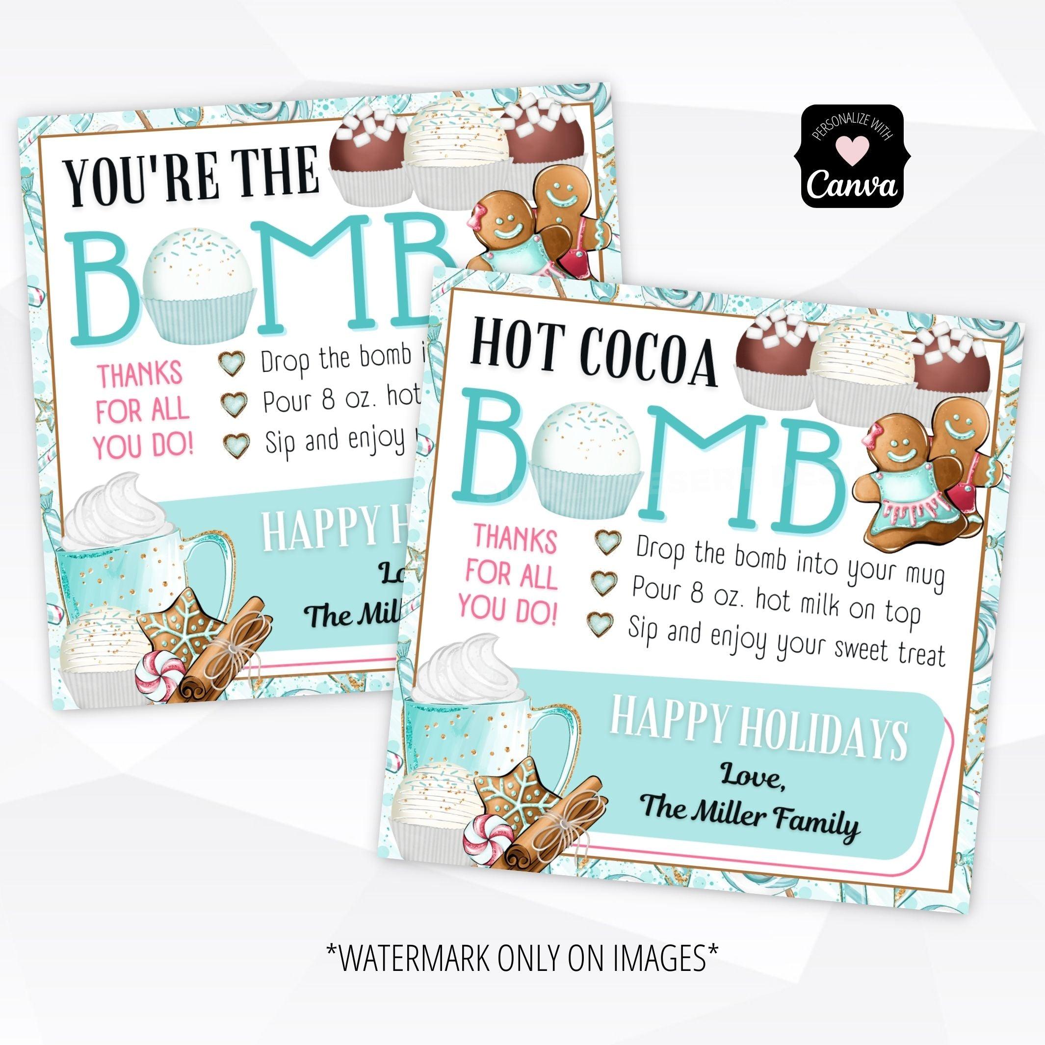 printable hot cocoa bomb tags Christmas