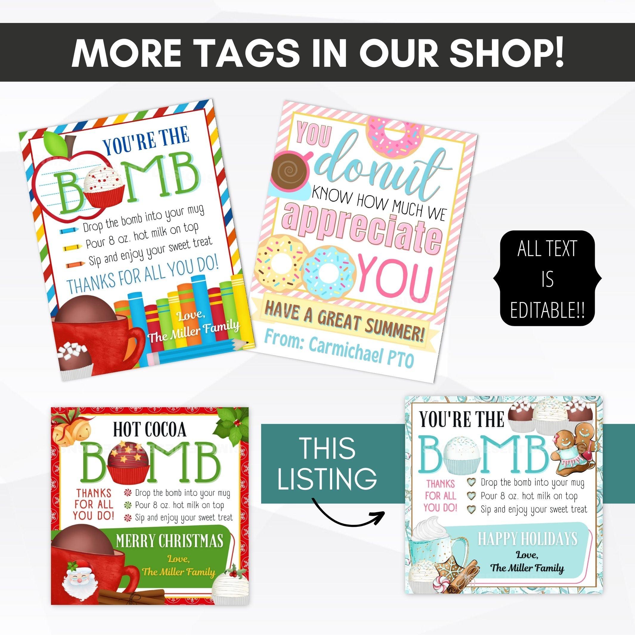 you're the bomb hot cocoa tags