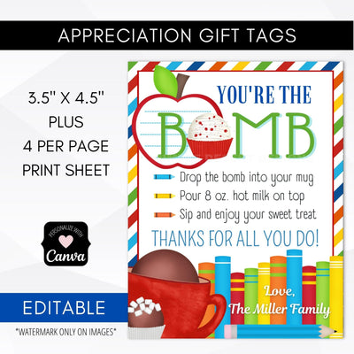 Teacher appreciation gift tags
