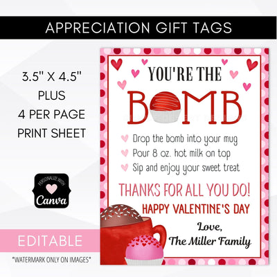 Chocolate Bomb Tags Valentine's Day