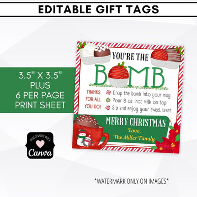 Chocolate bomb Christmas tags