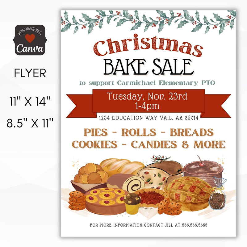 christmas bake sale fundraiser flyer