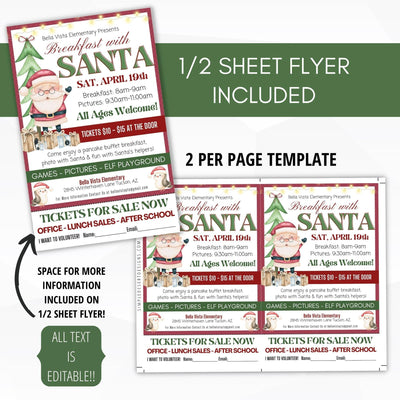 Kids Christmas Party Printable Community Holiday School Fundraiser Flyer