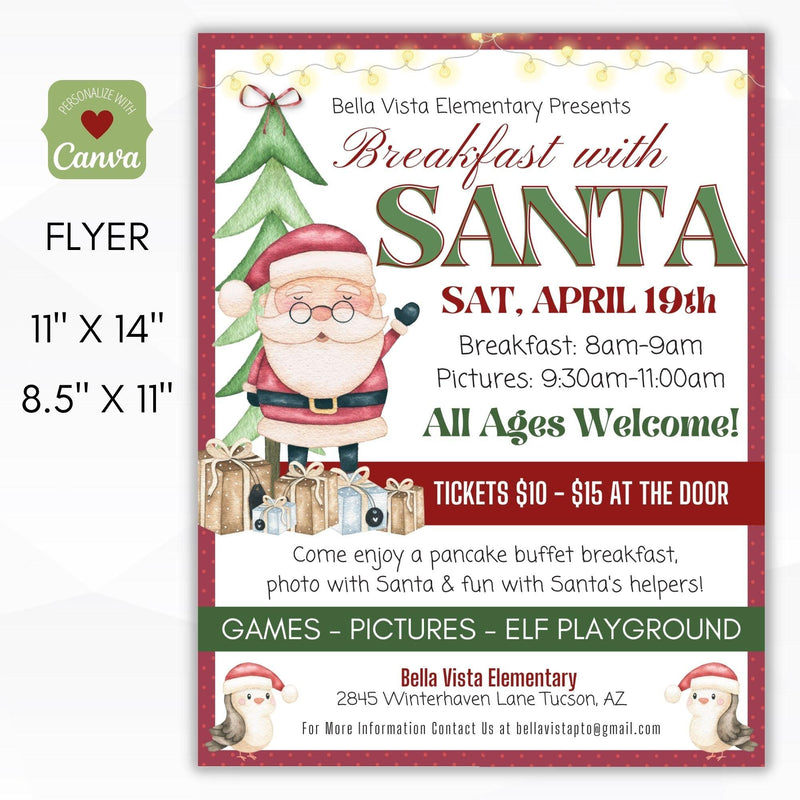 Breakfast with Santa editable flyer