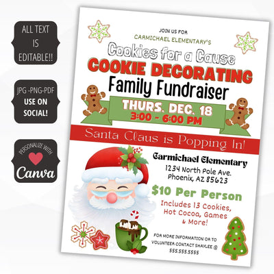 christmas cookie fundraiser event flyer