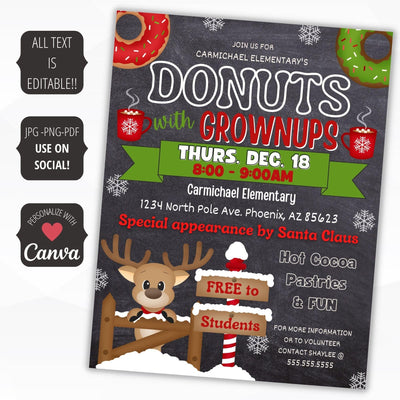 holiday donuts with grownups flyer