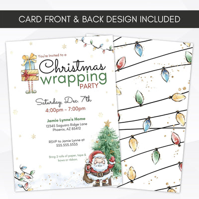 trendy christmas gift wrapping party dinner invite