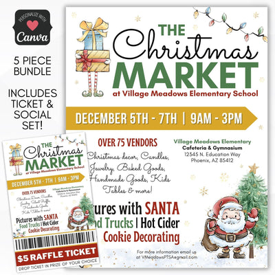 Christmas Market Fundraiser Flyer Social Media BUNDLE - Simple Desert Designs