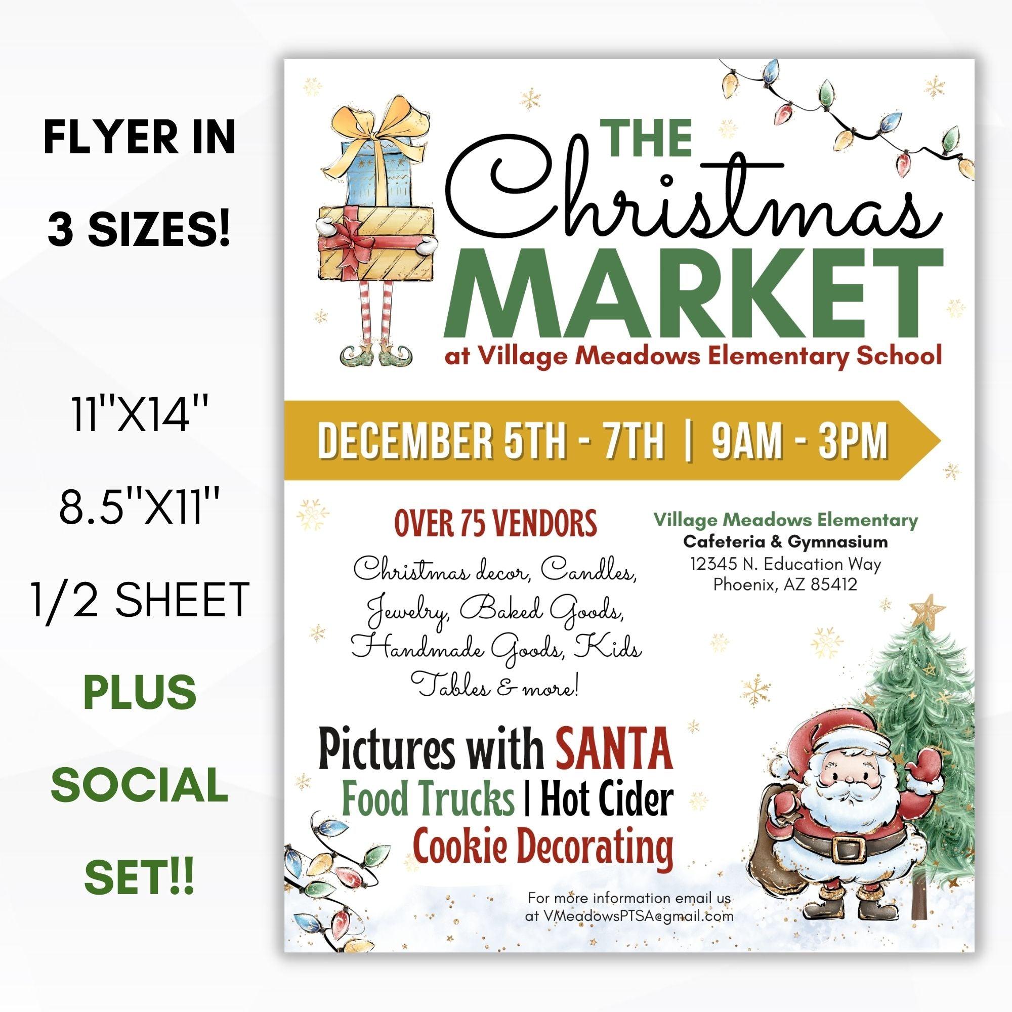 Christmas Market Fundraiser Flyer Social Media BUNDLE - Simple Desert Designs