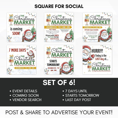 Christmas Market Fundraiser Flyer Social Media BUNDLE - Simple Desert Designs