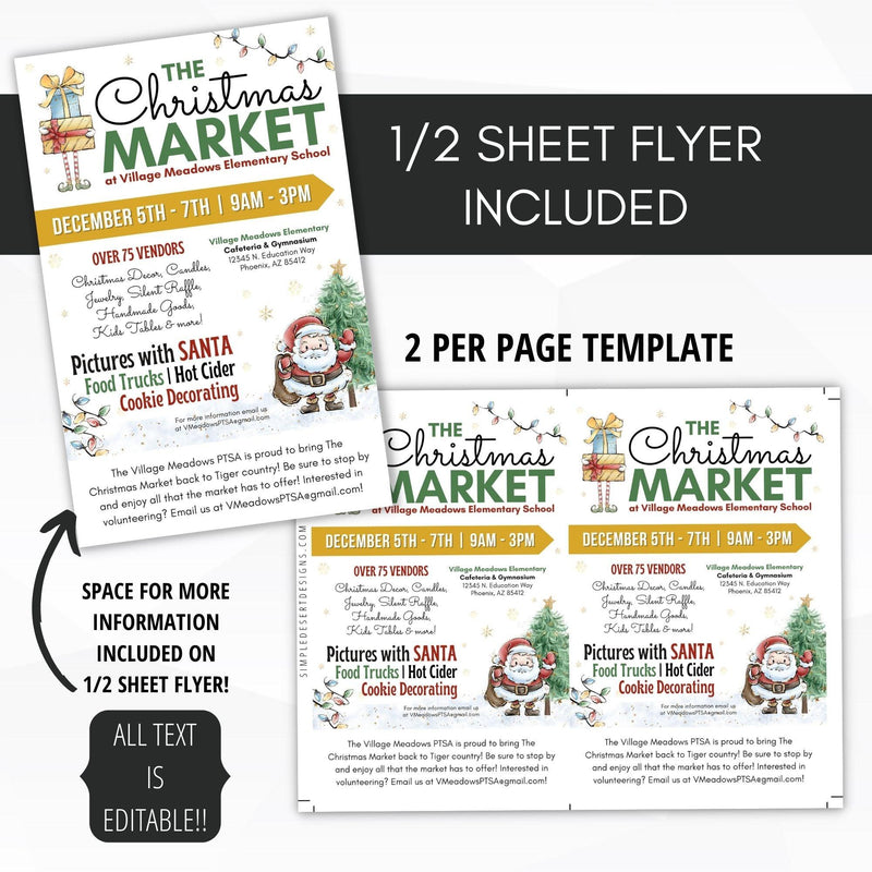 Christmas Market Fundraiser Flyer Social Media BUNDLE - Simple Desert Designs