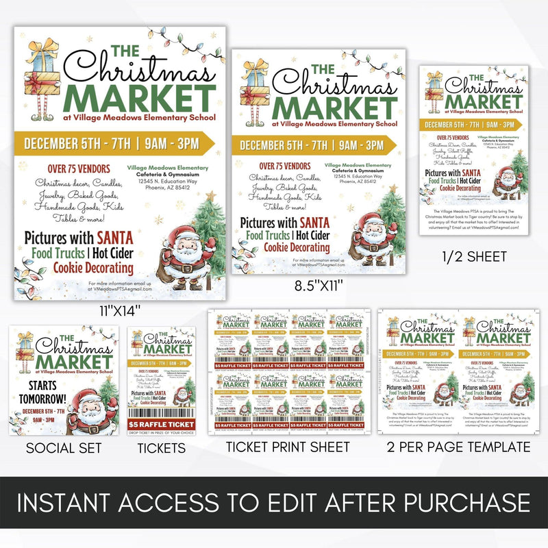 Christmas Market Fundraiser Flyer Social Media BUNDLE - Simple Desert Designs