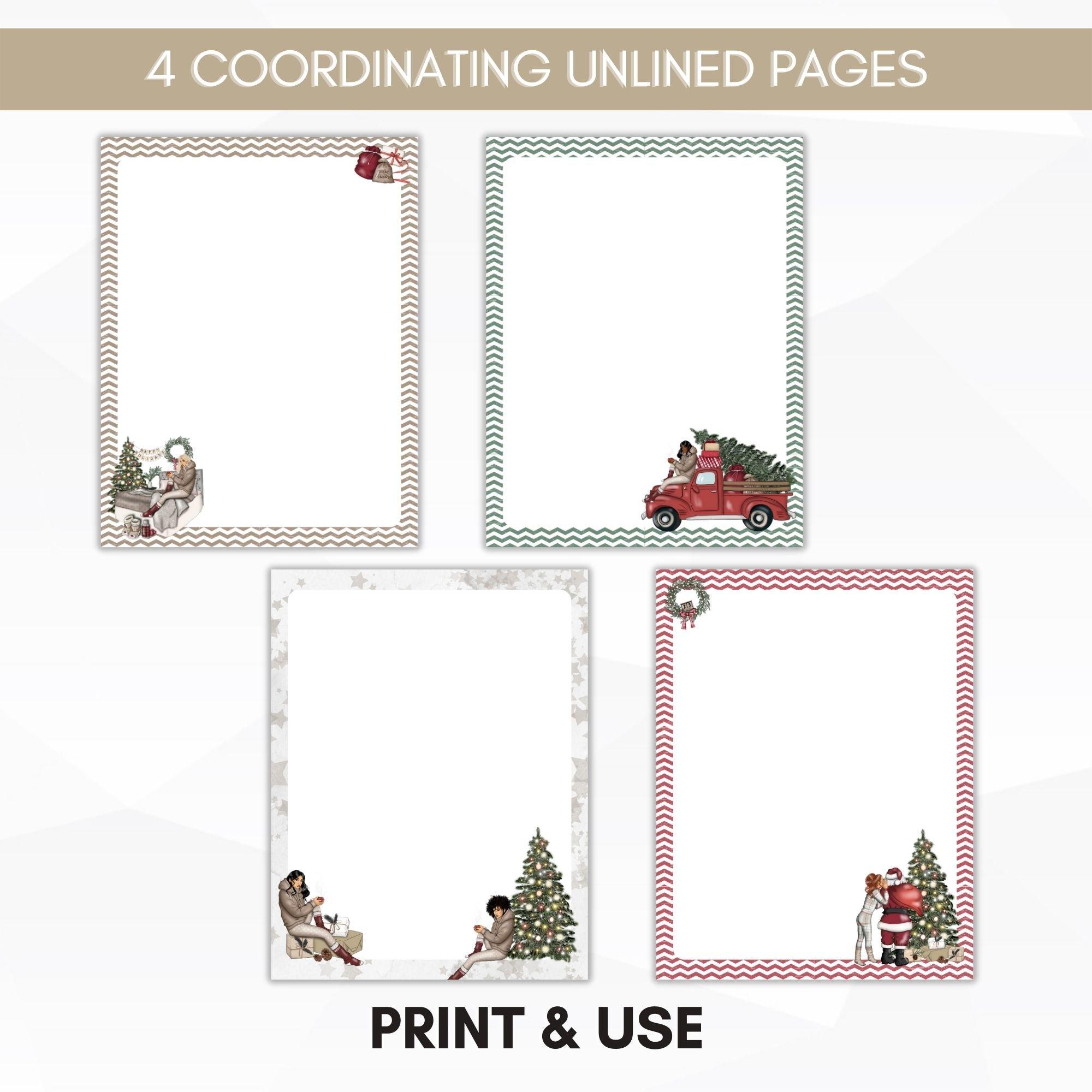 unlined christmas journal paper
