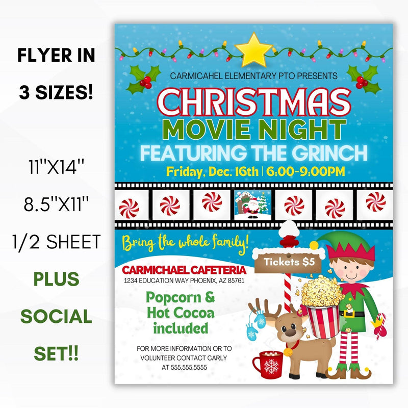 community christmas movie showing party invitation