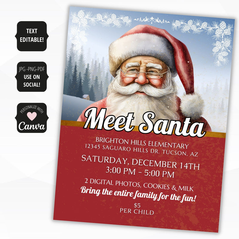 realistic santa theme christmas party flyers