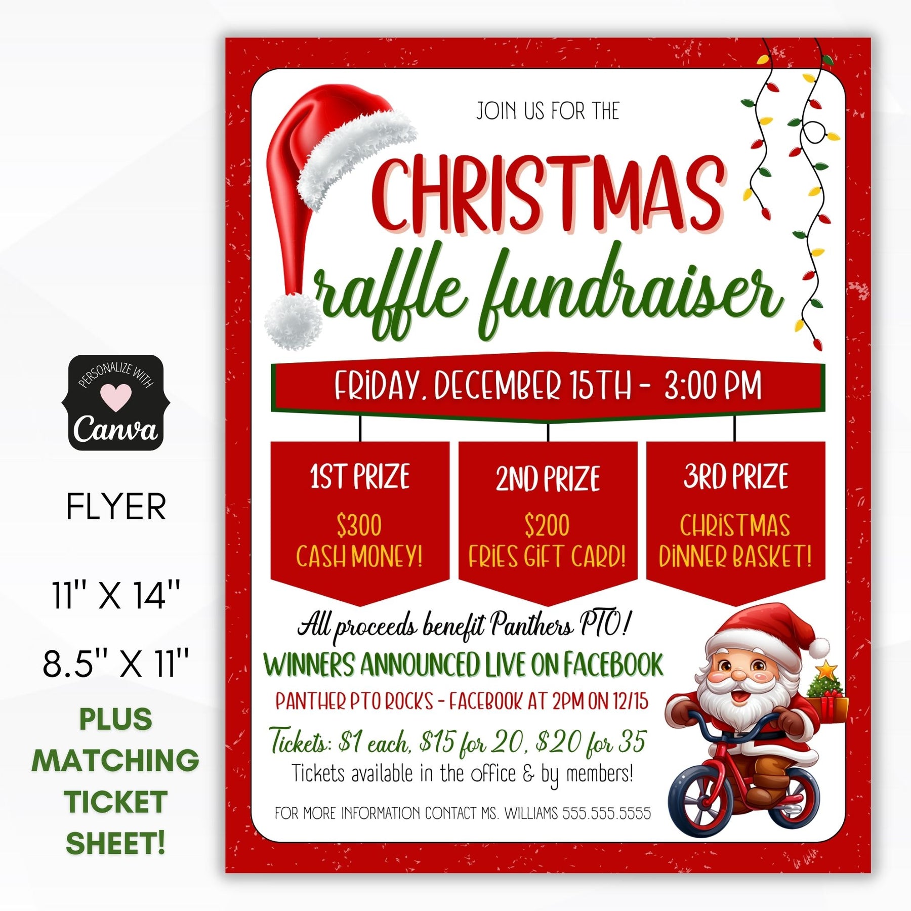 Christmas Raffle Fundraiser Flyers Set | Simple Desert Designs