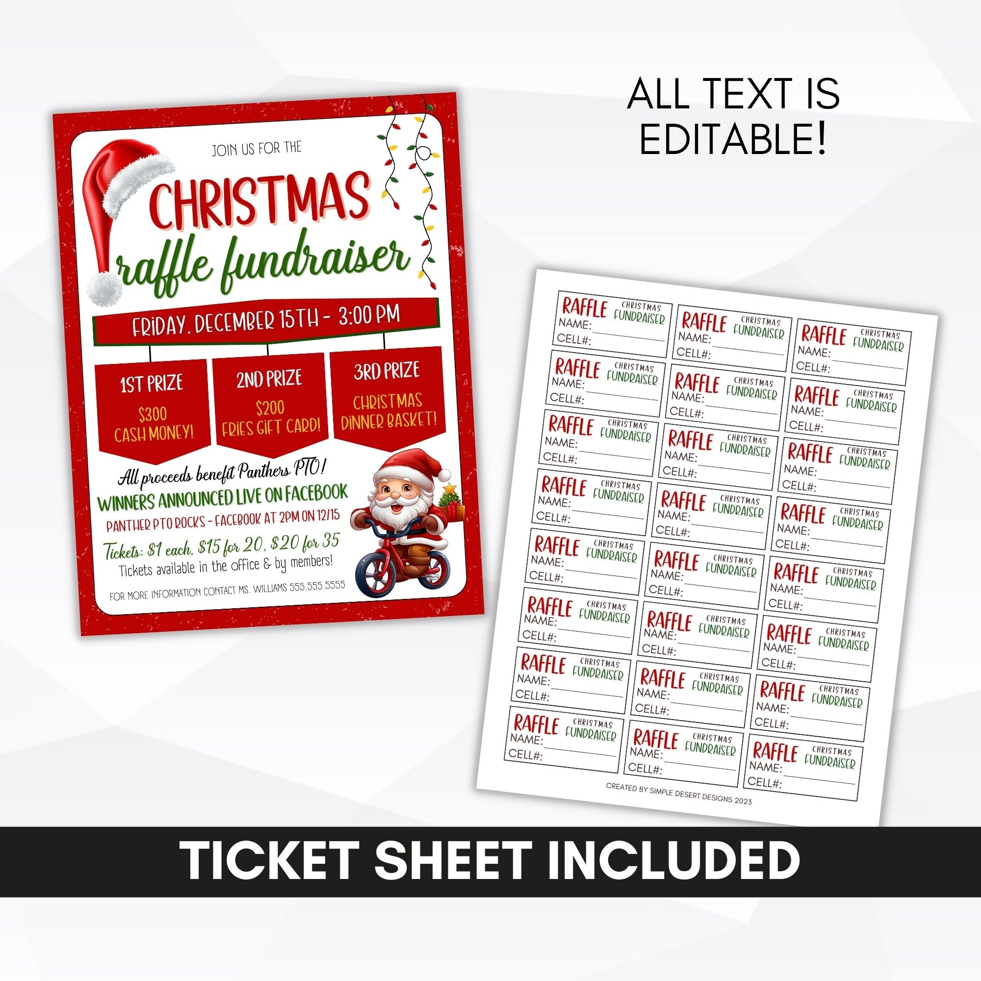 Christmas Raffle Fundraiser Flyers Set – Simple Desert Designs christmas-raffle-fundraiser-flyers-set-simple-desert-designs
