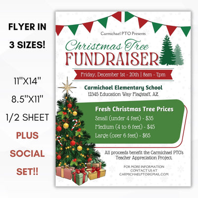 christmas tree fundraiser flyer editable template