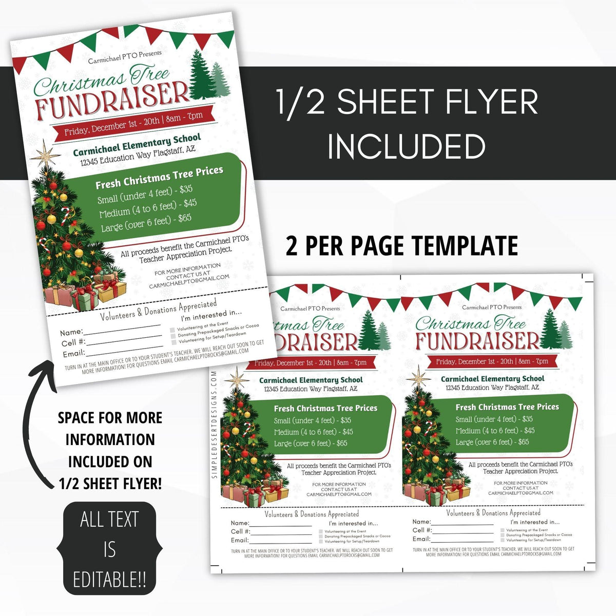 Editable Christmas Fundraiser Flyer Bundle - Simple Desert Designs
