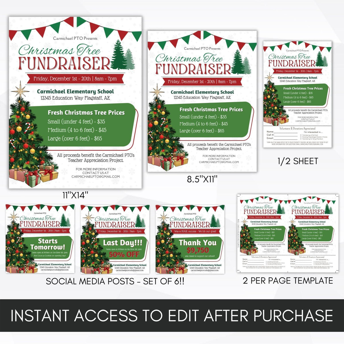 Editable Christmas Fundraiser Flyer Bundle - Simple Desert Designs