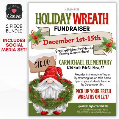 christmas wreath fundraiser flyer