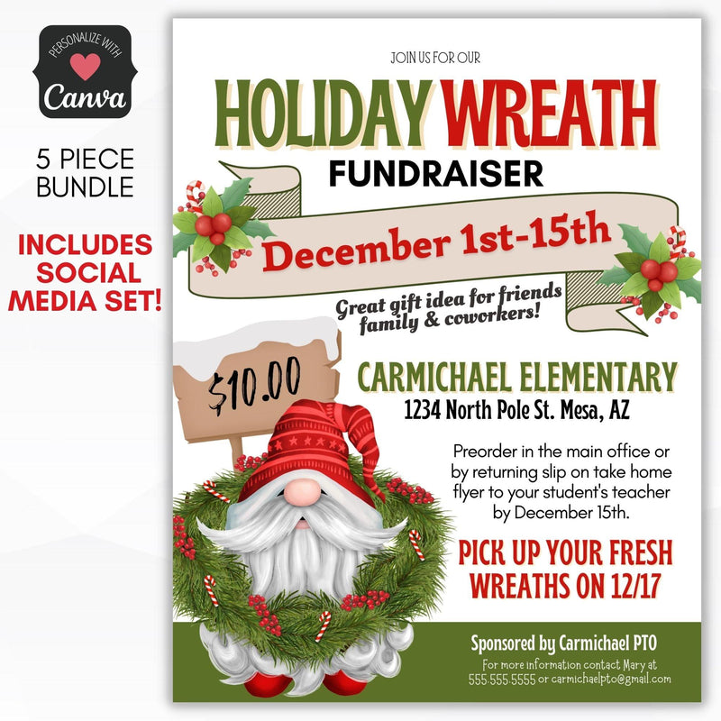 christmas wreath fundraiser flyer