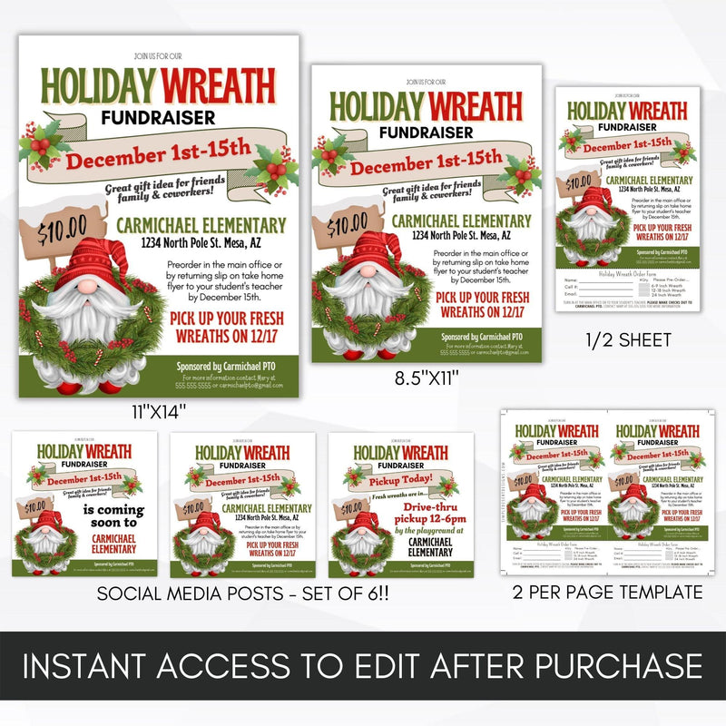 school pto pta holiday wreath fundraiser flyer