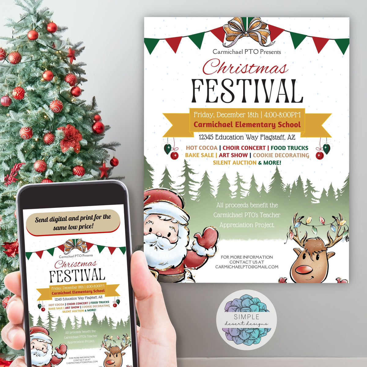 Holiday Festival Flyer Poster Template - Simple Desert Designs