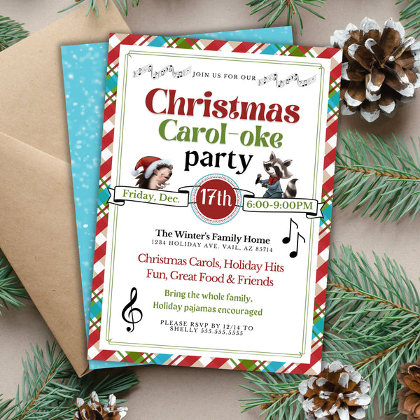 unique christmas caroling karaoke party invitations