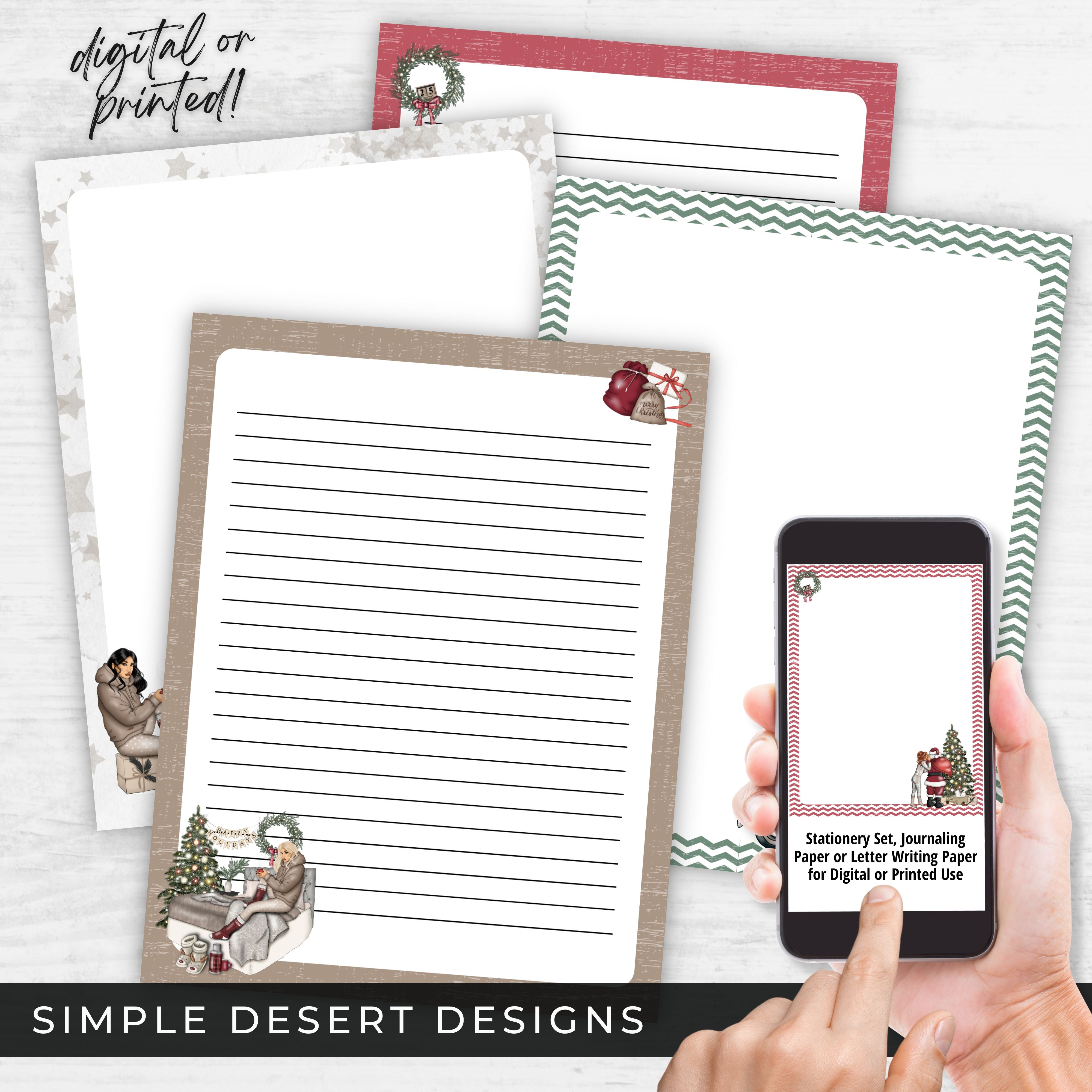 christmas mood stationery paper with lined and unlined for journal writing 