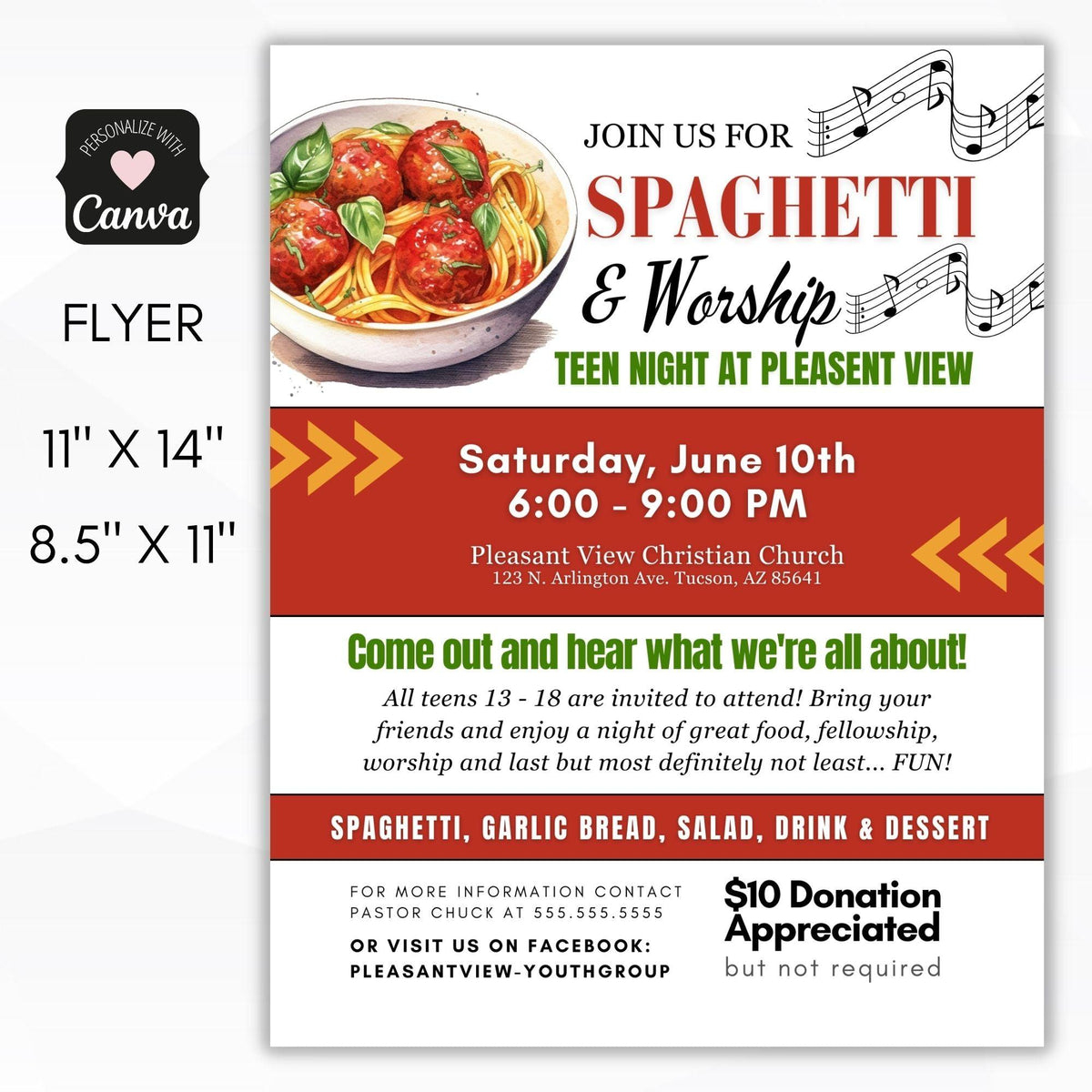 Church Spaghetti Flyer Set - Simple Desert Designs