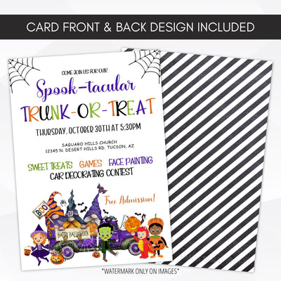 two sided halloween party invitation