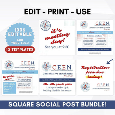 club instagram social media template bundle