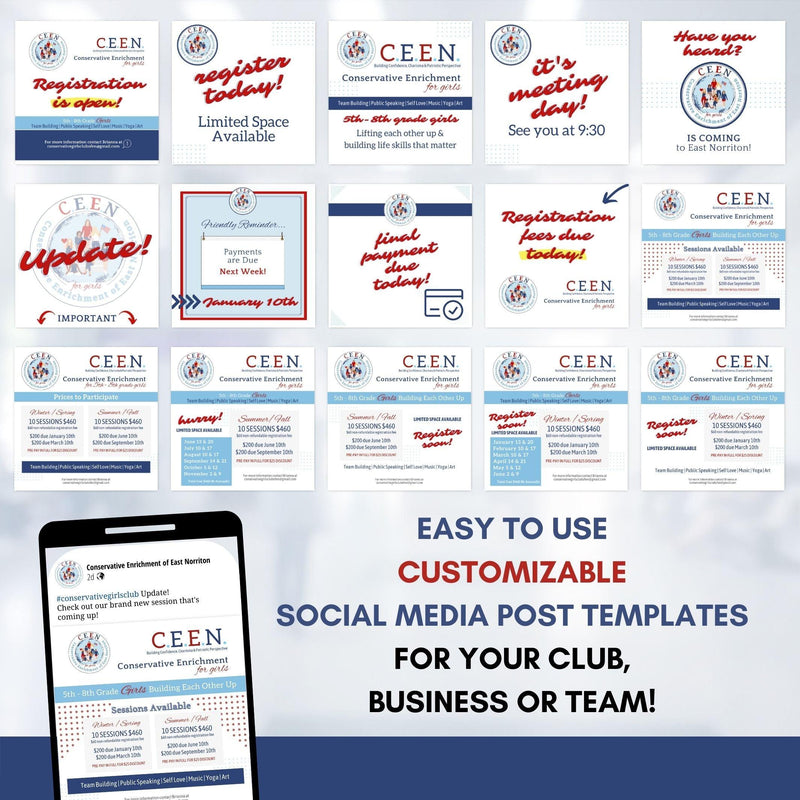 editable social media marketing template set
