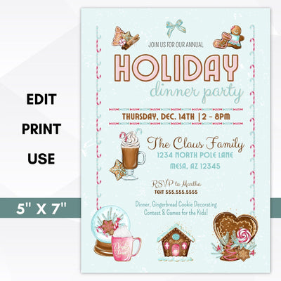 christmas party invitation editable template