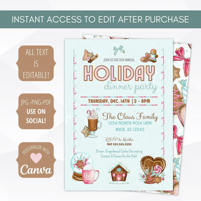 holiday party invite editable template