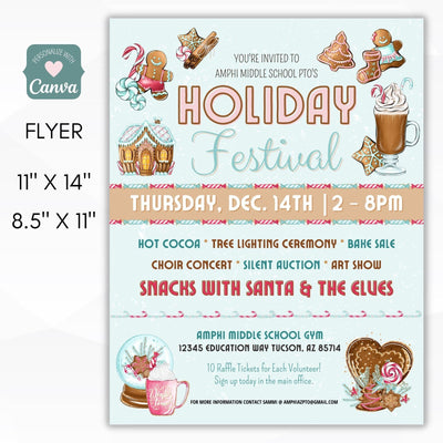 school pta holiday festival flyer template