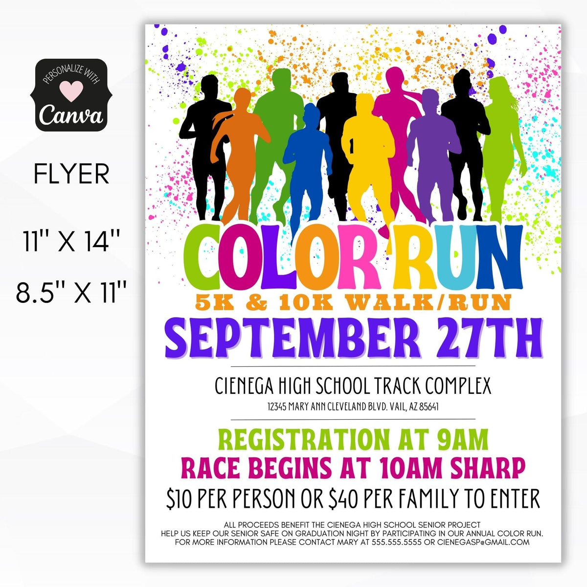 Color Run Flyer Template for Schools & PTO – Simple Desert Designs