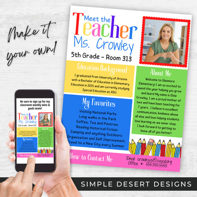fully customizable meet the teacher newsletter flyer